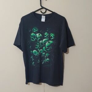 Vintage Y2K T Shirt Tennessee River Green Skull Streetwear Unisex Size L